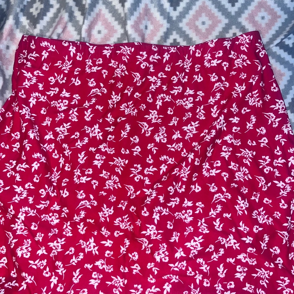 No Boundaries Red and White Resort Pencil Skirt and Matching Blouse